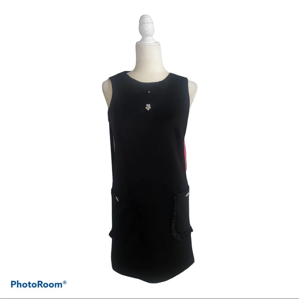 Betsey Johnson Licorice Sleeveless Floral Appliqué - Picture 2 of 6